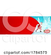 Poster, Art Print Of Santa Pulling A Giant Sack With Copyspace