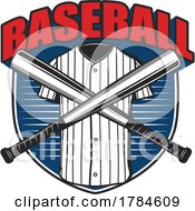 Poster, Art Print Of Baseball Shield With A Jersey And Crossed Bats