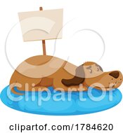 Poster, Art Print Of Dog Resting On A Bed With A Sign