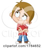 Cartoon Thinking Boy With Folded Arms