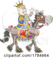 Poster, Art Print Of Cartoon King On His Horse