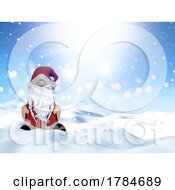 Poster, Art Print Of 3d Cute Christmas Santa Gonk In A Snowy Winter Landscape