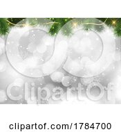 Poster, Art Print Of Decorative Christmas Background With Tree Branches And Stars