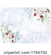 Poster, Art Print Of Decorative Hand Painted Winter Watercolour Floral Design