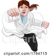 Poster, Art Print Of Super Hero Woman Female Scientist Flying Superhero