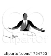 Poster, Art Print Of Business Suit Man Silhouette At Work Desk