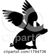 Flying Pig Wings Silhouette Saying Pigs Might Fly by AtStockIllustration