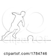 Poster, Art Print Of Soccer Football Player Line Silhouette Outline