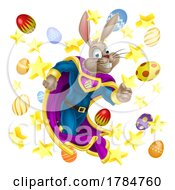 Poster, Art Print Of Super Hero Easter Bunny Cartoon Superhero
