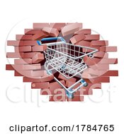 Poster, Art Print Of Supermarket Shopping Cart Trolley Breaking Wall