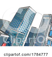 City Skyline Buildings Scene Background by AtStockIllustration
