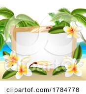 Poster, Art Print Of Tropical Flower Frangipani Plumeria Border Sign
