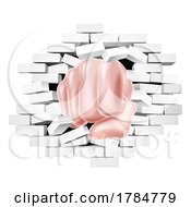 Poster, Art Print Of Fist Hand Punching Through A Brick Wall Concept