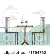 Poster, Art Print Of Romantic Scene Wine Glasses Sunset Sea View