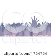 Poster, Art Print Of Crowd Audience Group Silhouette Party Hands Up