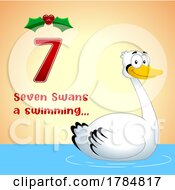 Poster, Art Print Of Cartoon Swan A Swimming