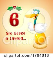 Cartoon Goose Laying A Gold Egg