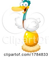 Cartoon Goose Laying A Gold Egg