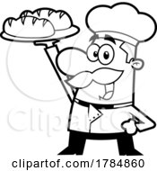 Poster, Art Print Of Cartoon Happy Baker Holding Up Bread