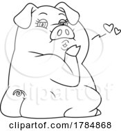 Cartoon Flirty Female Pig Looking Back And Blowing A Kiss