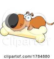 Poster, Art Print Of Cartoon Dog Chewing A Giant Bone