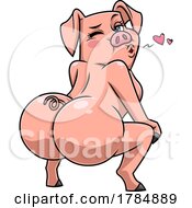 Cartoon Flirty Female Pig Looking Back And Twerking While Blowing A Kiss