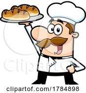 Poster, Art Print Of Cartoon Happy Baker Holding Up Bread