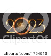 Happy New Year Banner With Metallic Numbers Design