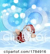 Poster, Art Print Of 3d Cute Christmas Santa In A Snowy Winter Landscape
