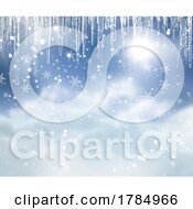 3D Christmas Background With Snowflakes And Icicles