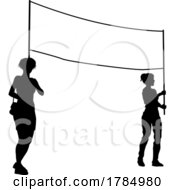 Banner Silhouette Protestors At March Rally Strike by AtStockIllustration