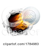 Poster, Art Print Of Golf Ball Flame Fire Breaking Background