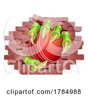 Poster, Art Print Of Cricket Ball Claw Breaking Through Wall