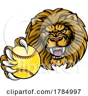 Poster, Art Print Of Lion Softball Animal Sports Team Mascot