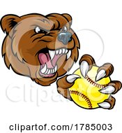 Poster, Art Print Of Bear Softball Animal Sports Team Mascot