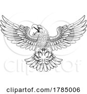 Poster, Art Print Of Bald Eagle Hawk Flying Cricket Ball Claw Mascot