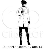 Poster, Art Print Of Doctor Woman With Clipboard Medical Silhouette