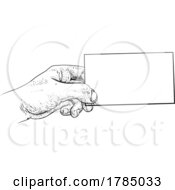 Hand Holding Business Card Letter Message Flyer