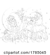 Cartoon Santa Talking To Christmas Reindeer