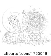 Poster, Art Print Of Cartoon Santa With Food Stuck In A Chimney