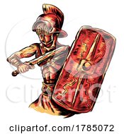 Poster, Art Print Of Gladiator Warrior Hand Drawn