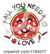 Pizza Mascot With All You Need Is Love