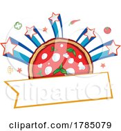 Poster, Art Print Of Pizza With Shooting Stars And A Banner