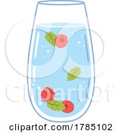 Water Glass With Raspberries And Mint