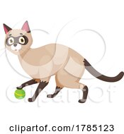 Poster, Art Print Of Siamese Cat Playing With A Ball