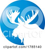 Poster, Art Print Of Silhouetted Moose Head Over A Blue Circle