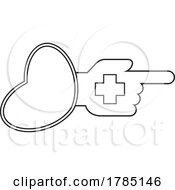 Poster, Art Print Of Black And White First Aid Hand And Heart Icon