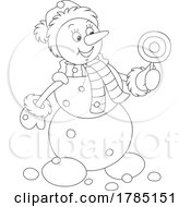 Poster, Art Print Of Cartoon Snowman Holding A Lolipop