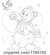 Poster, Art Print Of Cartoon Snowman And Bird