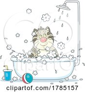 Cartoon Cat In A Bath by Alex Bannykh